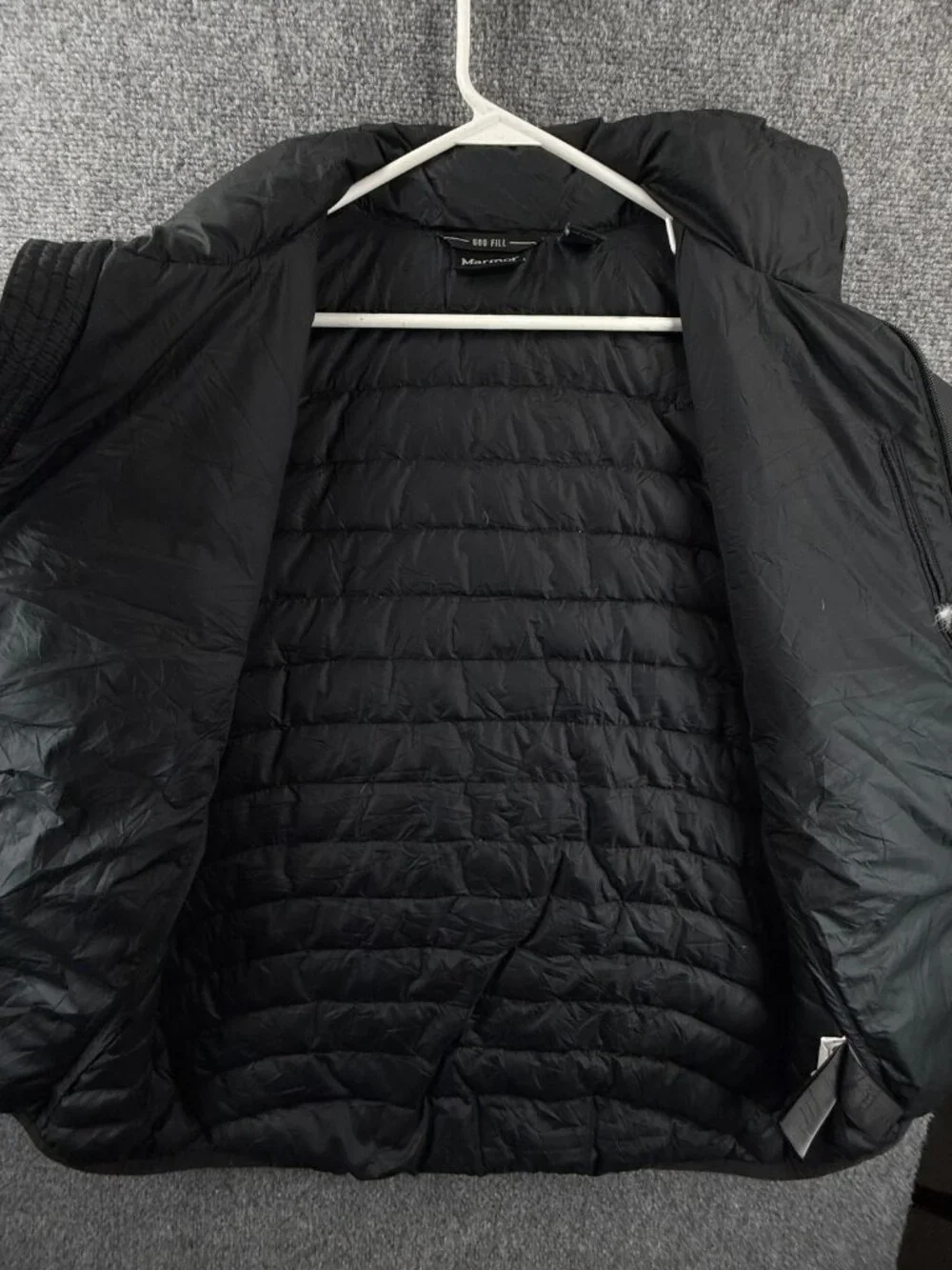 Marmot Men 600 Fill Black Down Insulated Winter Jacket Size Large Zip Pockets